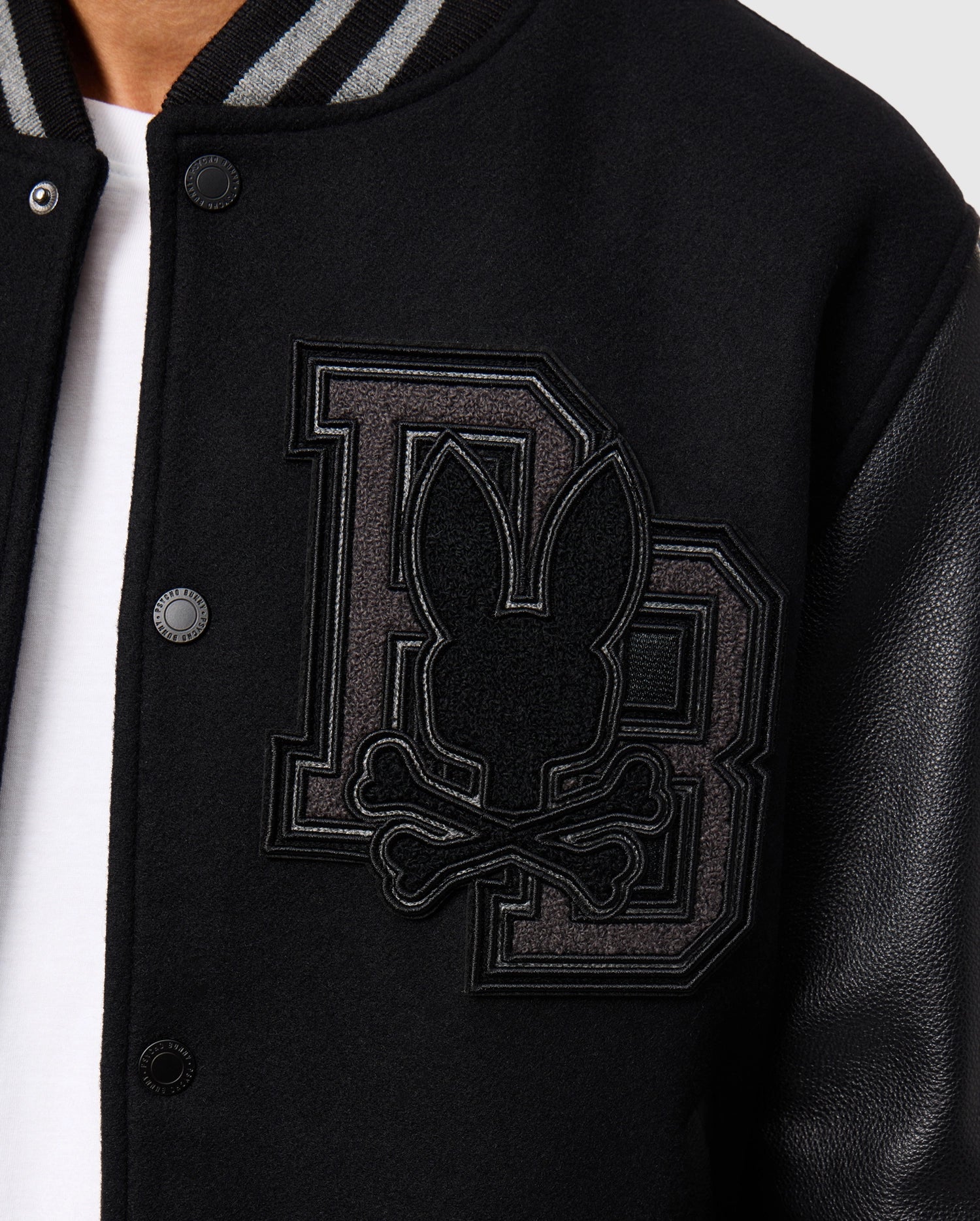MENS BRAYDEN WOOL LEATHER VARSITY BOMBER - B6J876D200 - Image 2