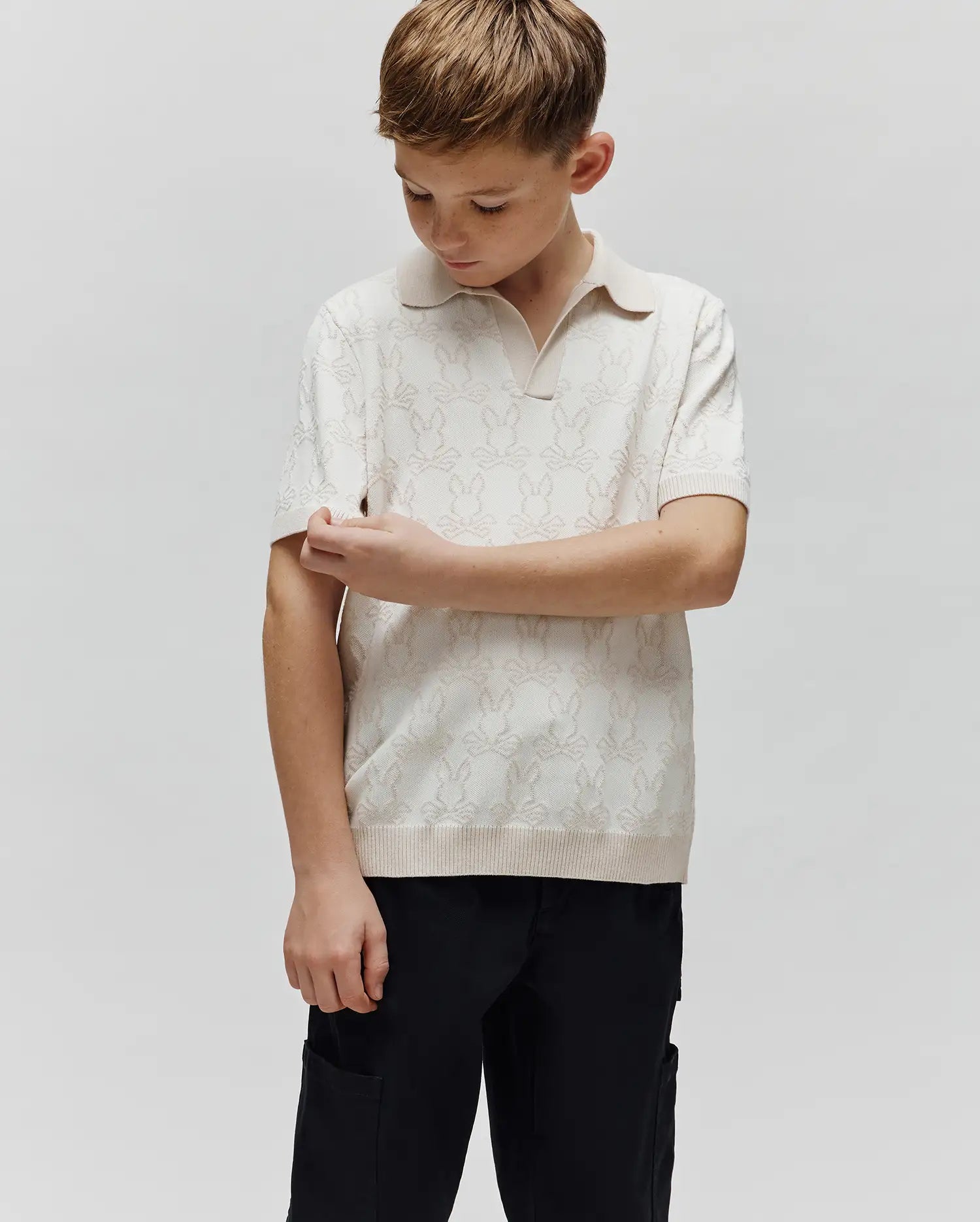 KIDS ELDEN KNIT JOHNNY COLLAR POLO - KT0100073 - Image 3