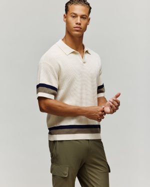 MENS LOCHLAN OVERSIZED JOHNNY COLLAR POLO - MT0100158